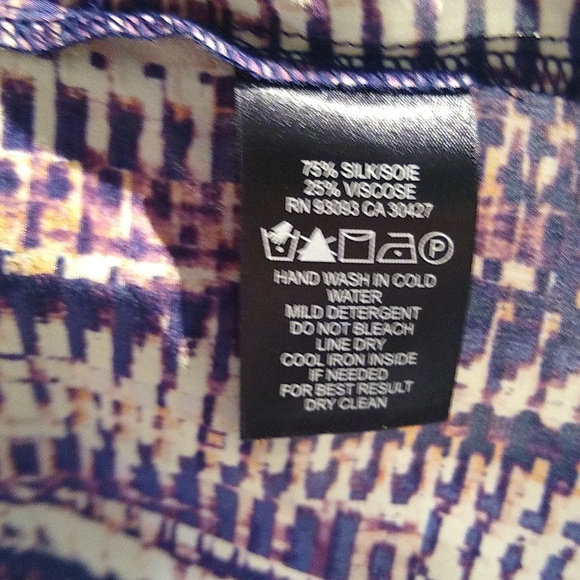 Nik +Zoe silk purple floaty silk blend tunic in pink purple white print medium - Picture 8 of 8